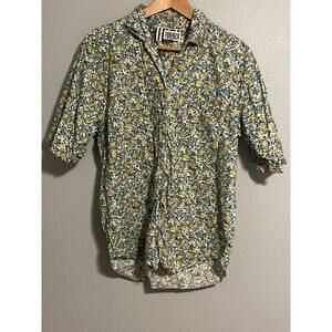 Vintage Forenza Shirt Mens Medium Multicolor Floral Cotton Button Up Boho 90s